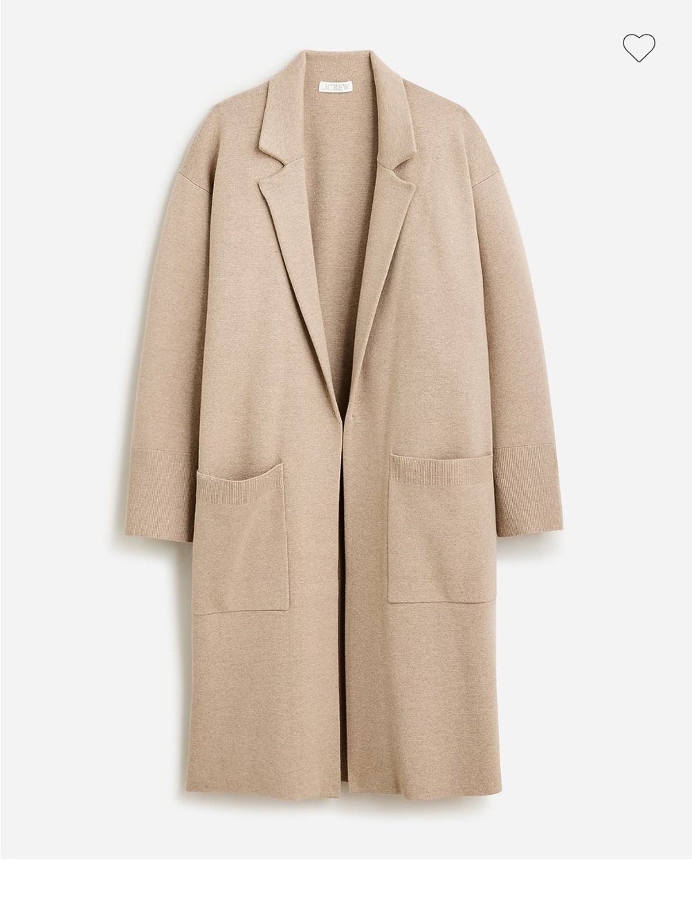 J. Crew Ella Open-Front Trench Sweater Blazer Merino Coat Beige Small fits M